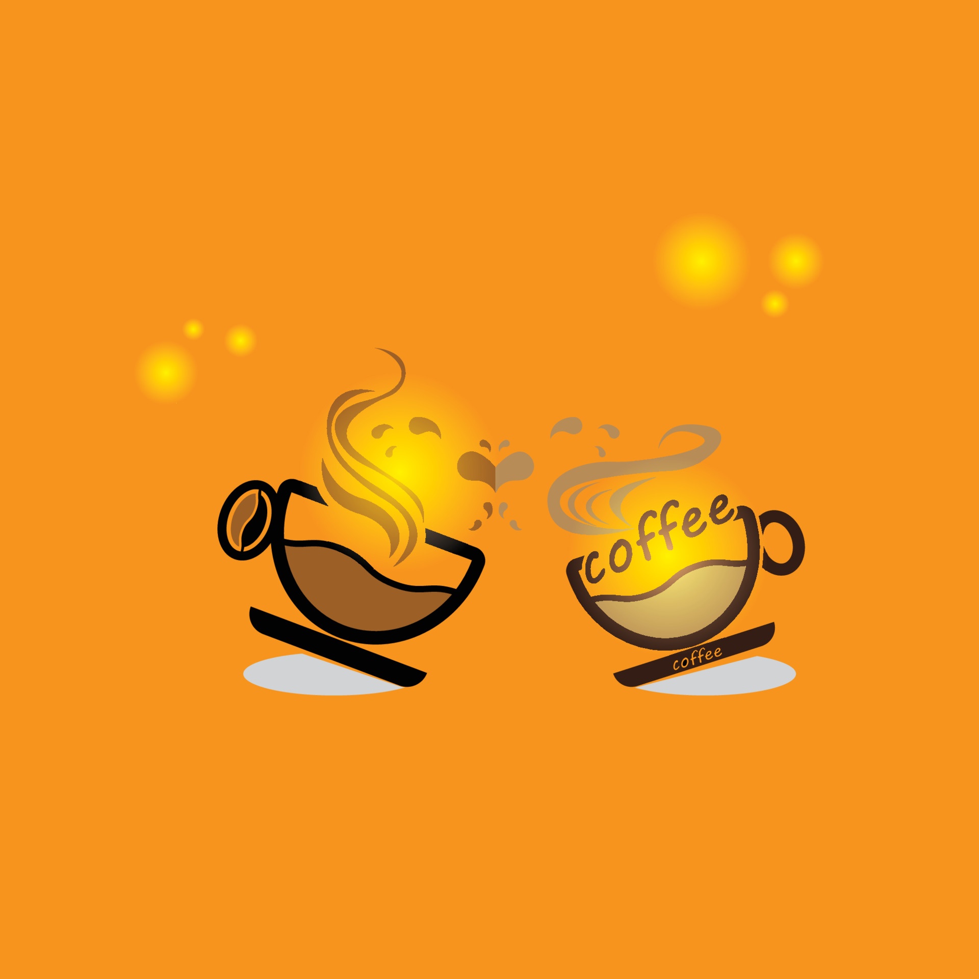 An illustration with two cups of coffee